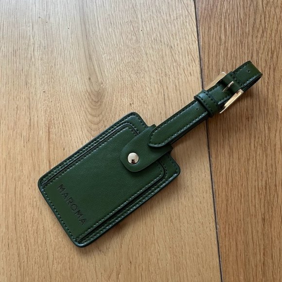 MAROMA Leather Luggage Tag in Hunter Green NWOT - Picture 1 of 6
